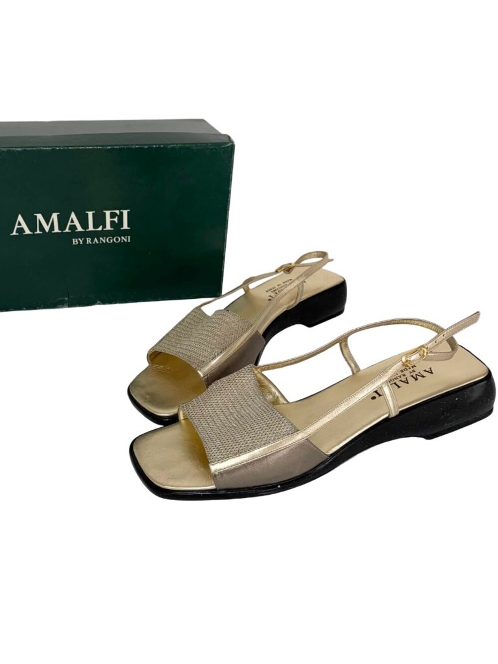 VTG Amalfi by Rangoni Amelia Platinum Sandals Italy Size 9.5 - AS IS Hydrolysis
